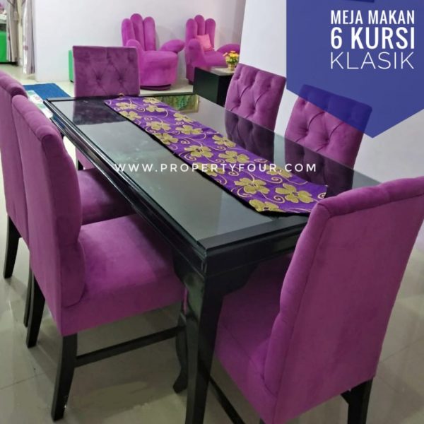 Meja Makan 6 Kursi Klasik Chesterfield - Gambar 2